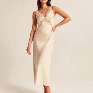 Abercrombie Silk Slip Dress Lace Detail